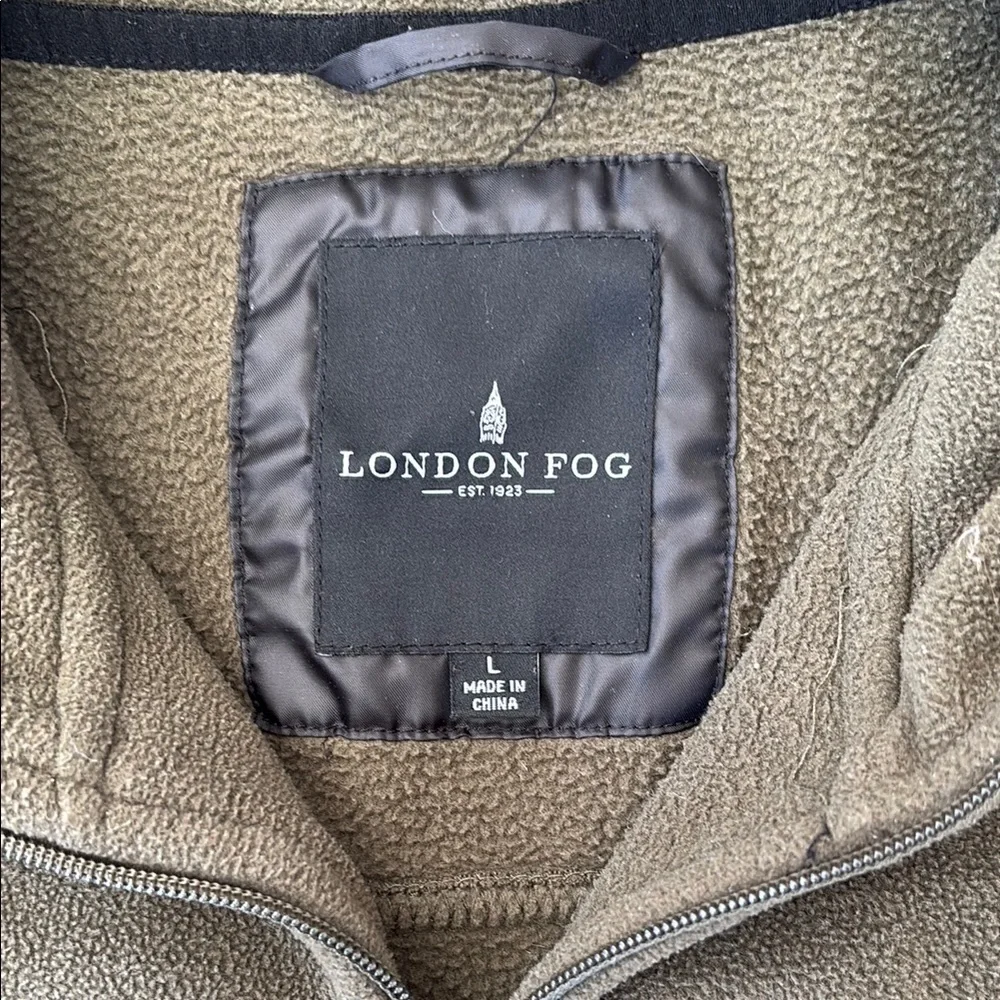 NWOT London Fog Men’s Green Fleece Zip Up Shirt, Fall, Zipper Pockets, Size L - Picture 3 of 17